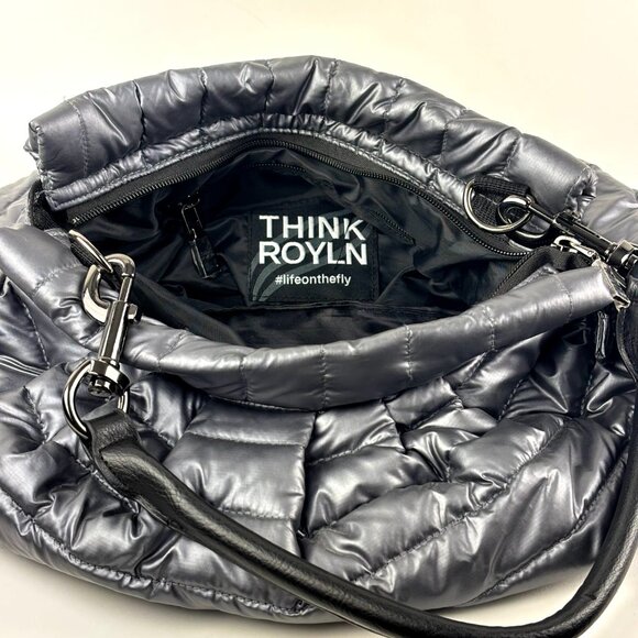 NWOT Think Royln Silver Puffy Quilted Shoulder Bag – Brand New, Never Used - Picture 6 of 10